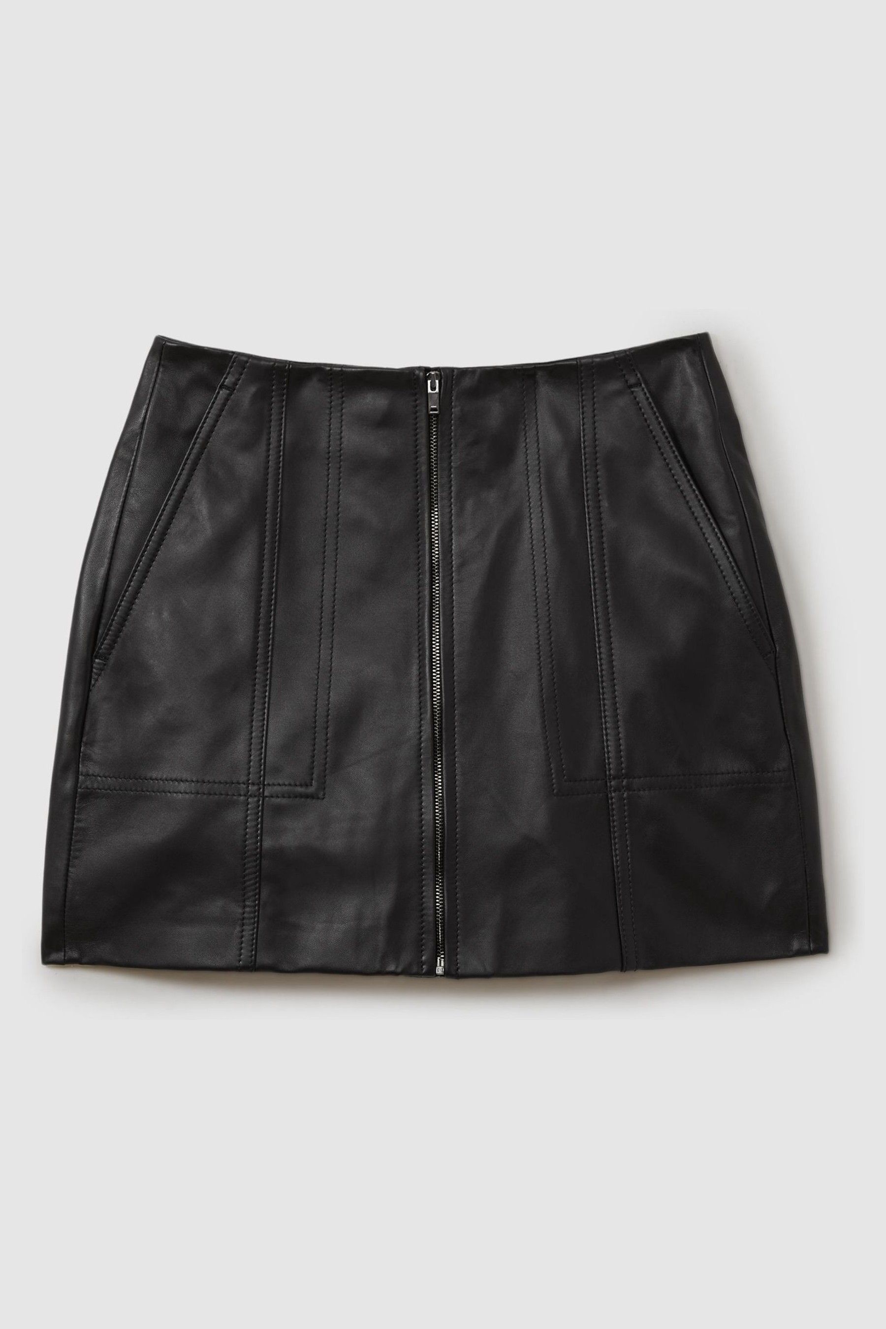 Black leather skirt reiss online