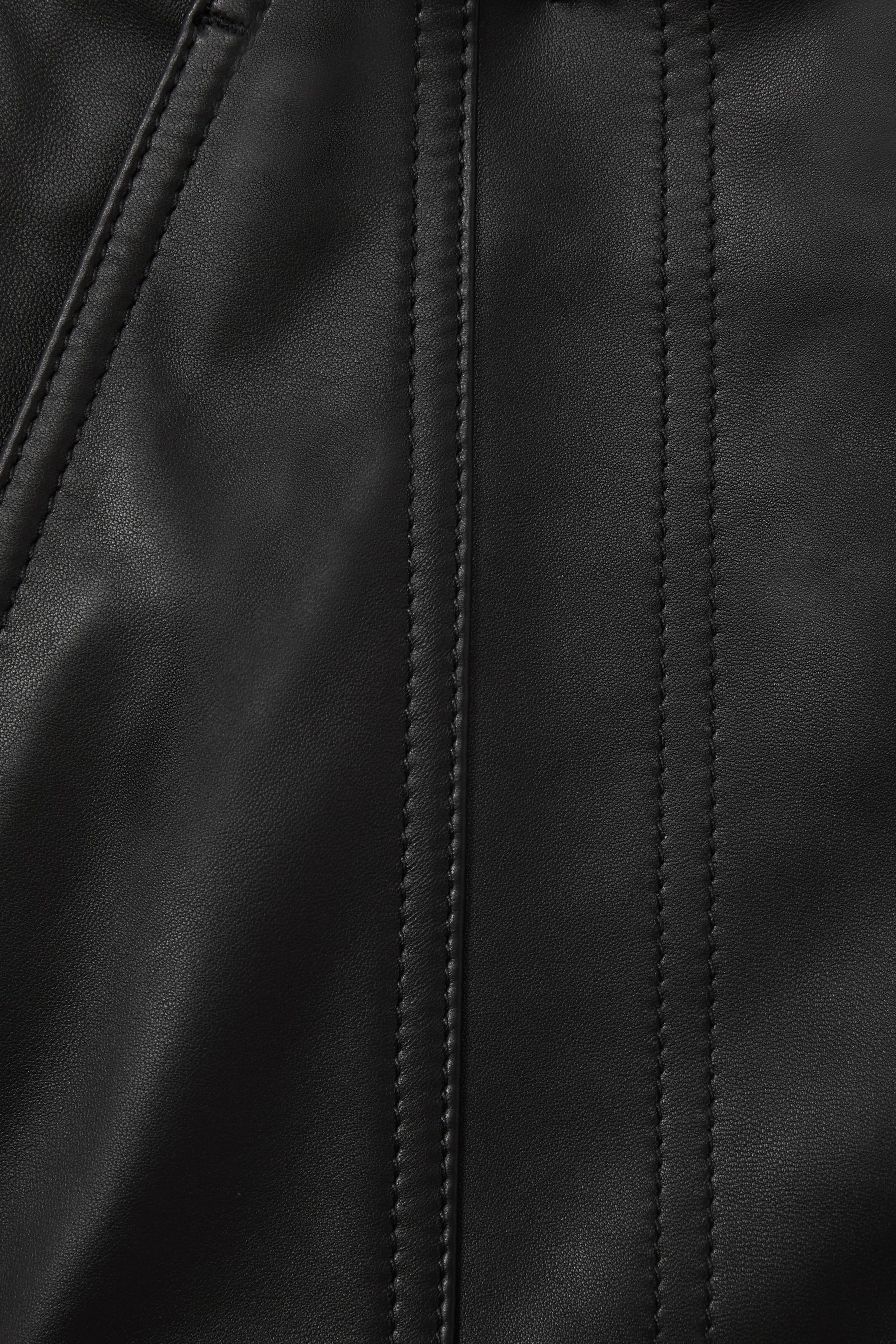 Black leather zip front skirt hot sale