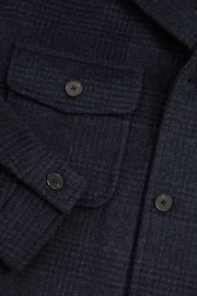 Reiss Navy Pernix Wool-Blend Fleece Collar Overshirt - Image 6 of 6