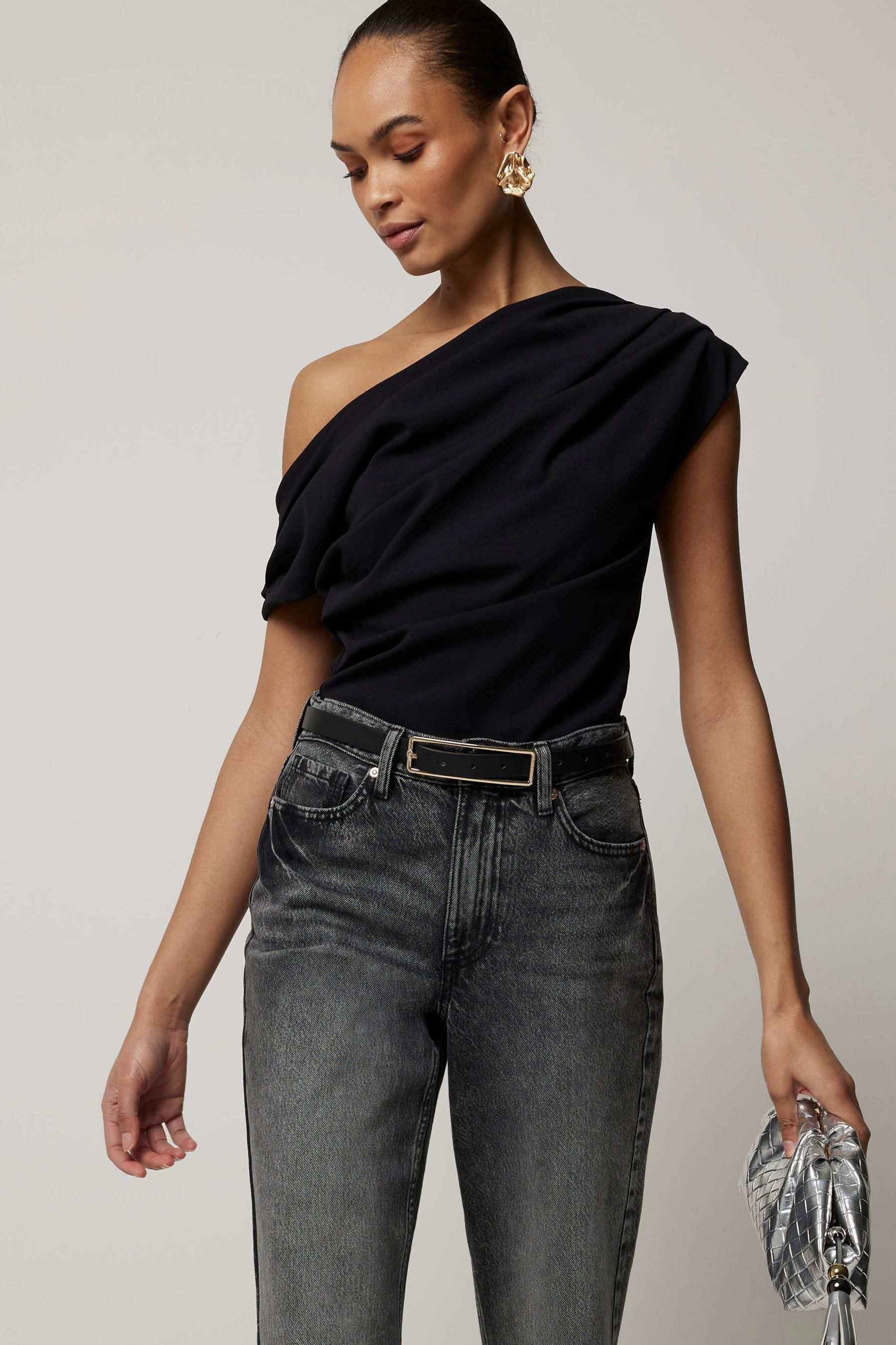 Buy River Island Black Drape Shoulder Top from the Next UK online shop