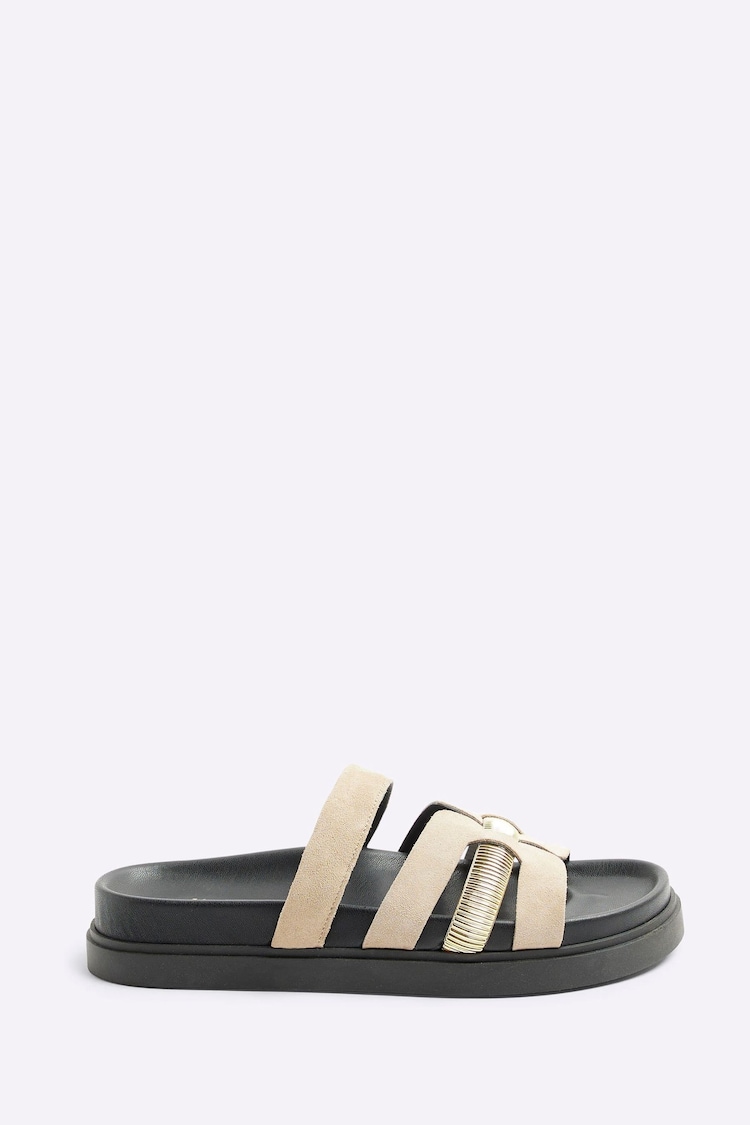 River Island Brown Cut-Out Footbed Sandals - Image 1 of 5