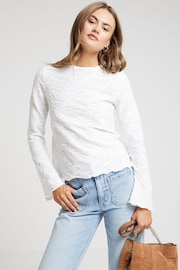 River Island Cream Textured Scoop Neck Top - Image 1 of 4