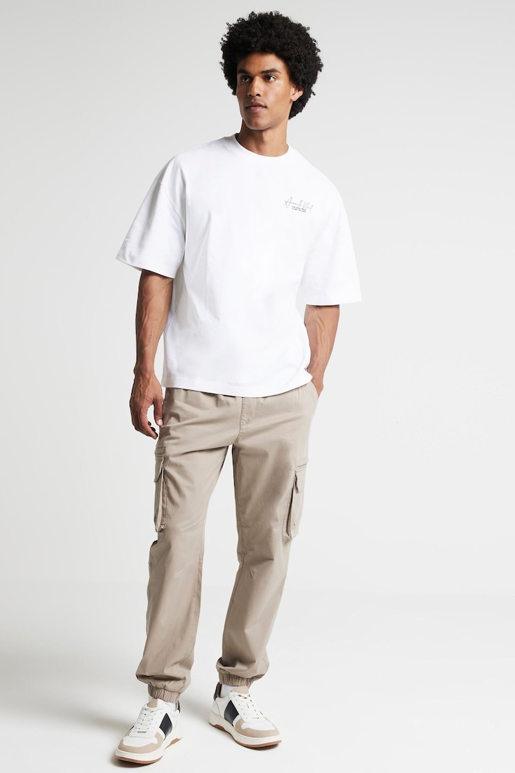 River Island Natural Regular Fit Cuffed Cargo Trousers - Image 1 of 4