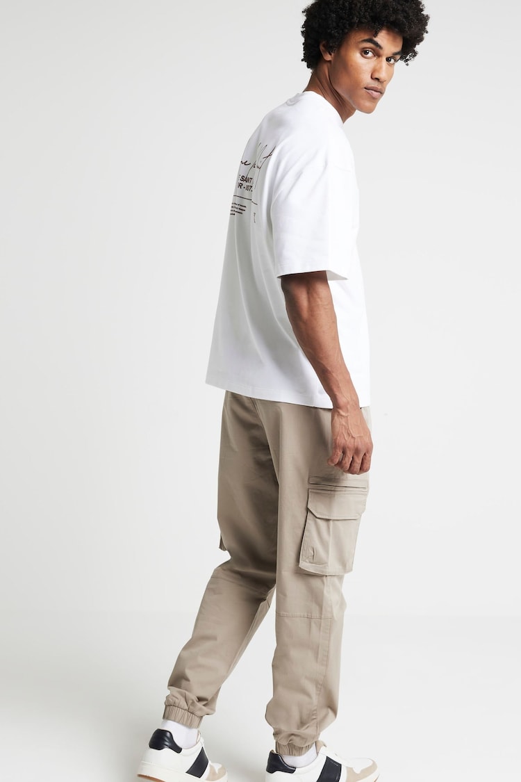 River Island Natural Regular Fit Cuffed Cargo Trousers - Image 2 of 4