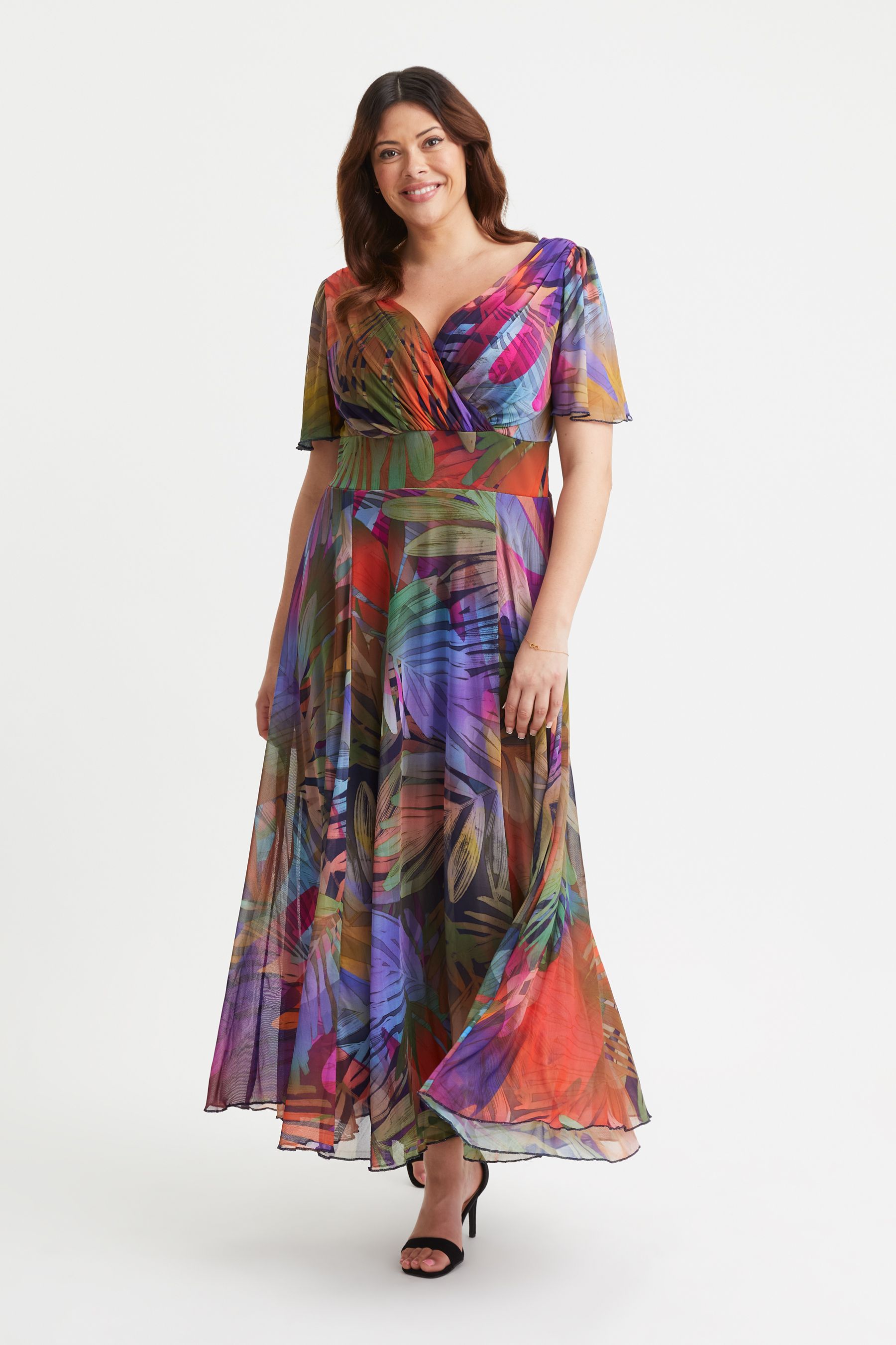 Buy Scarlett Jo Multi Isabelle Angel Sleeve Maxi Dress from Next Luxembourg