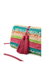 Moda in Pelle Pink Elba Clutch Striped Raffia Clutch Bag - Image 4 of 4