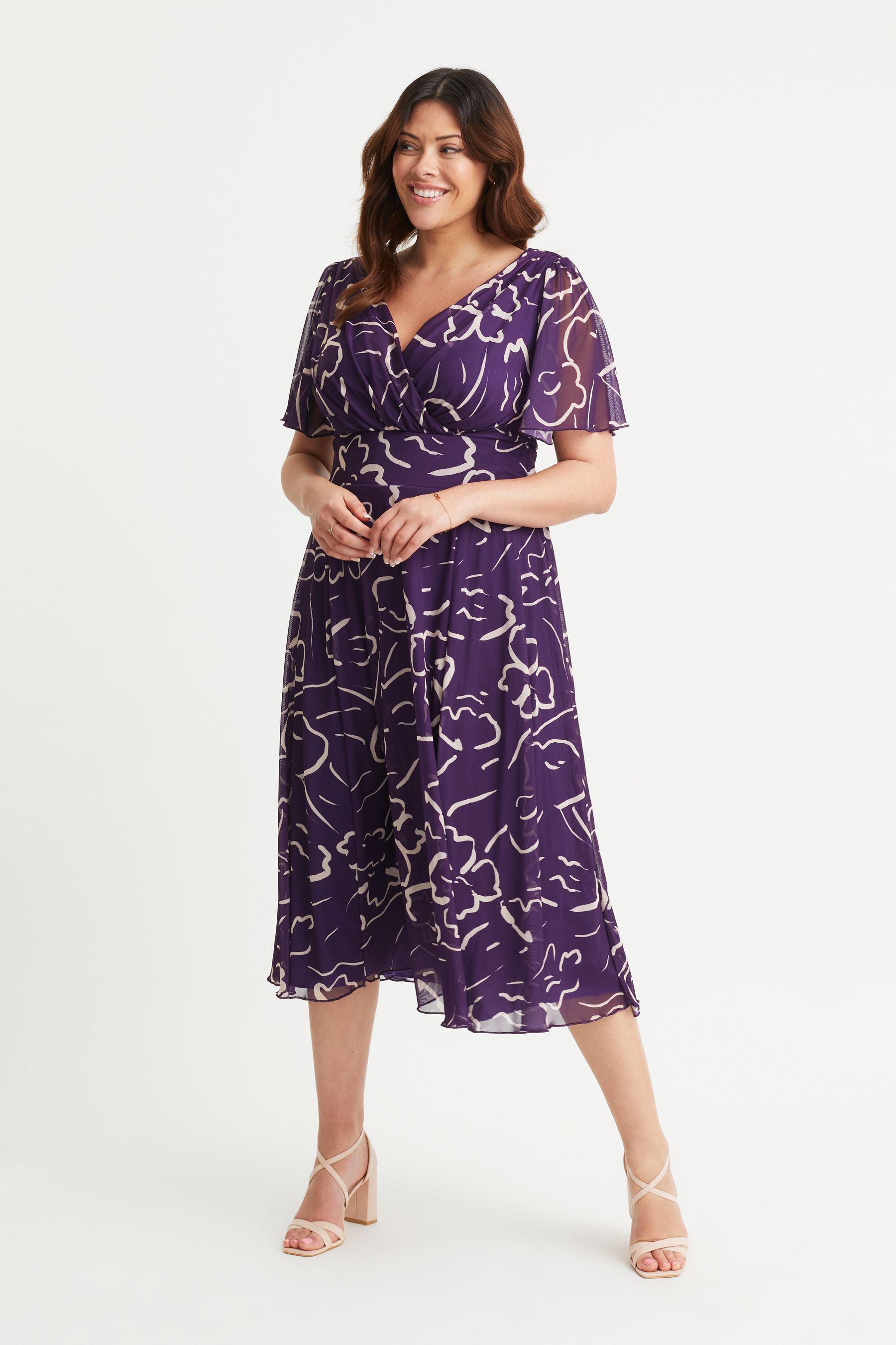 Scarlett & jo angel sleeve midi dress on sale