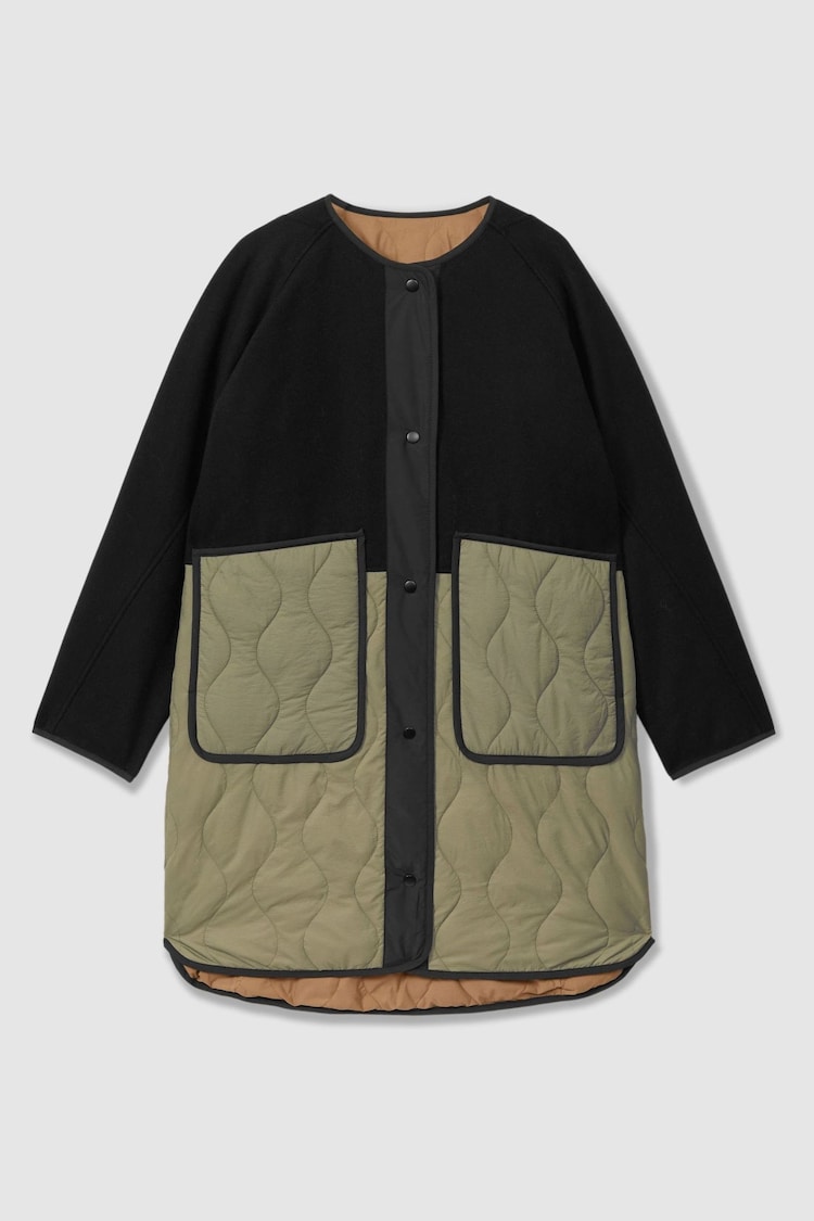 Reiss Khaki/Neutral Ollie Reversible Quilt Jacket - Image 2 of 8