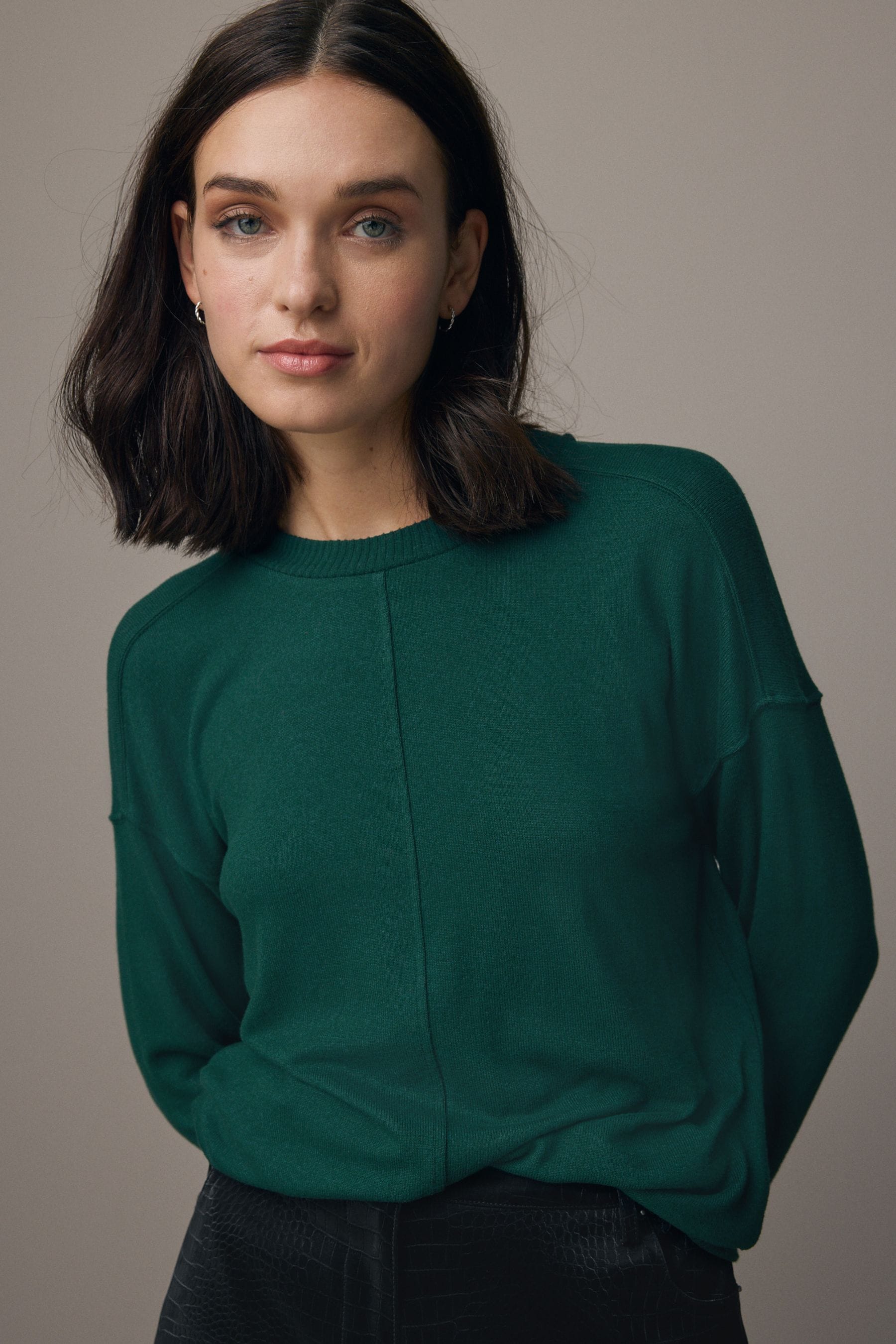 Buy Forest Green Soft Touch Cosy Seam Crew Neck Jumper from the Next UK online shop