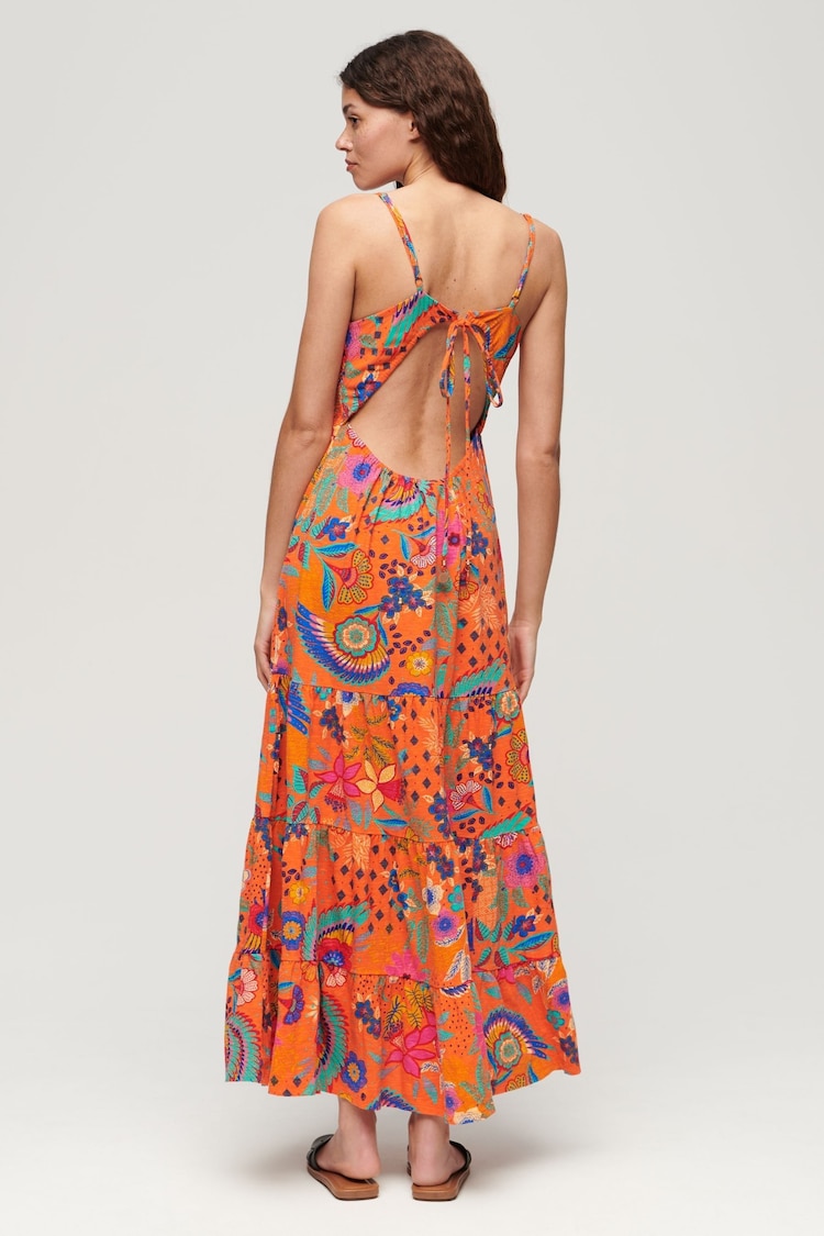 Superdry Orange 100% Cotton Smocked Cami Maxi Dress - Image 2 of 2