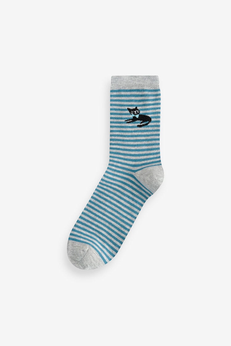 Blue/Grey Cats Ankle Socks 4 Pack - Image 5 of 5