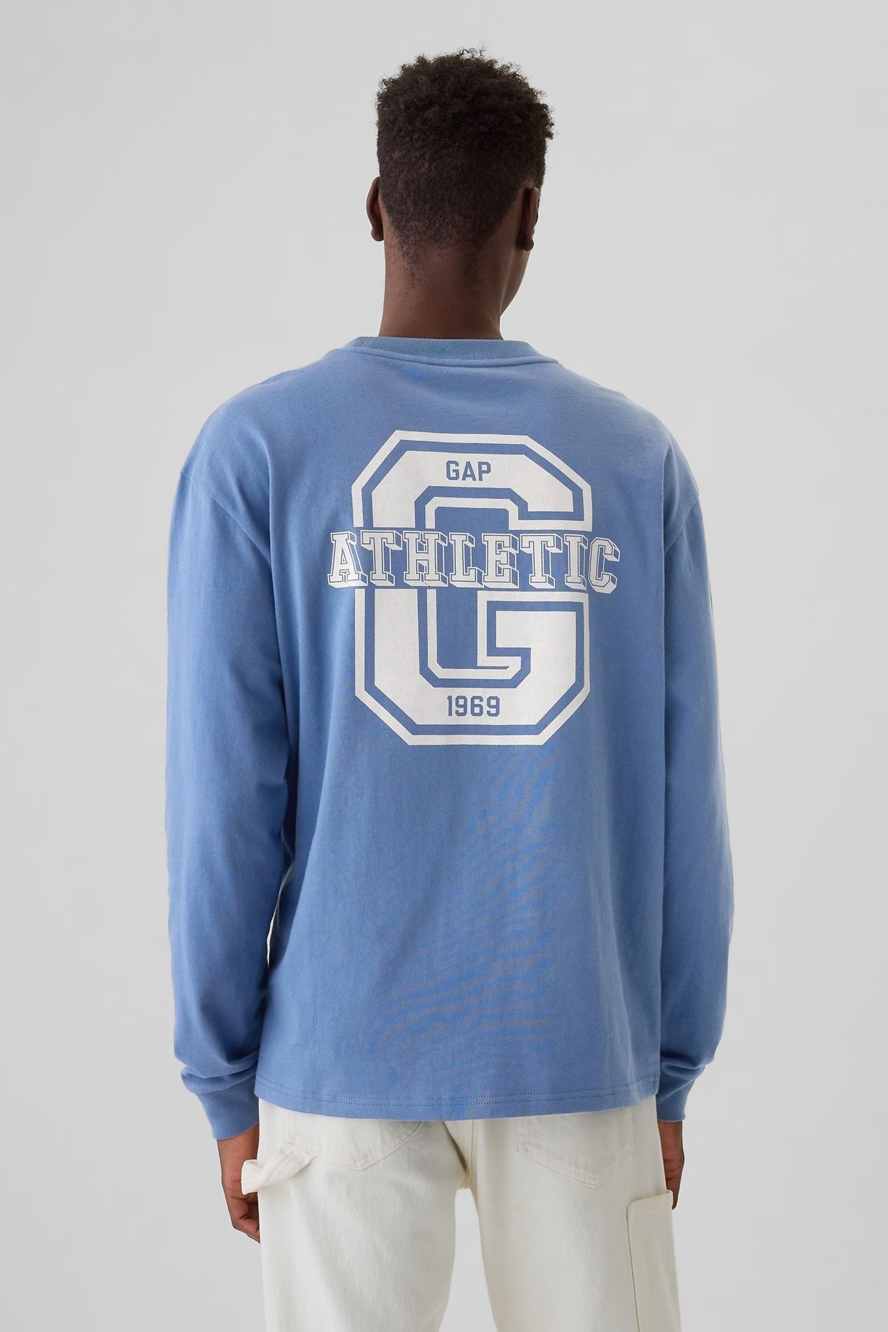 Buy Gap Blue Athletic Logo Graphic 100 Cotton Long Sleeve T Shirt from Next Luxembourg