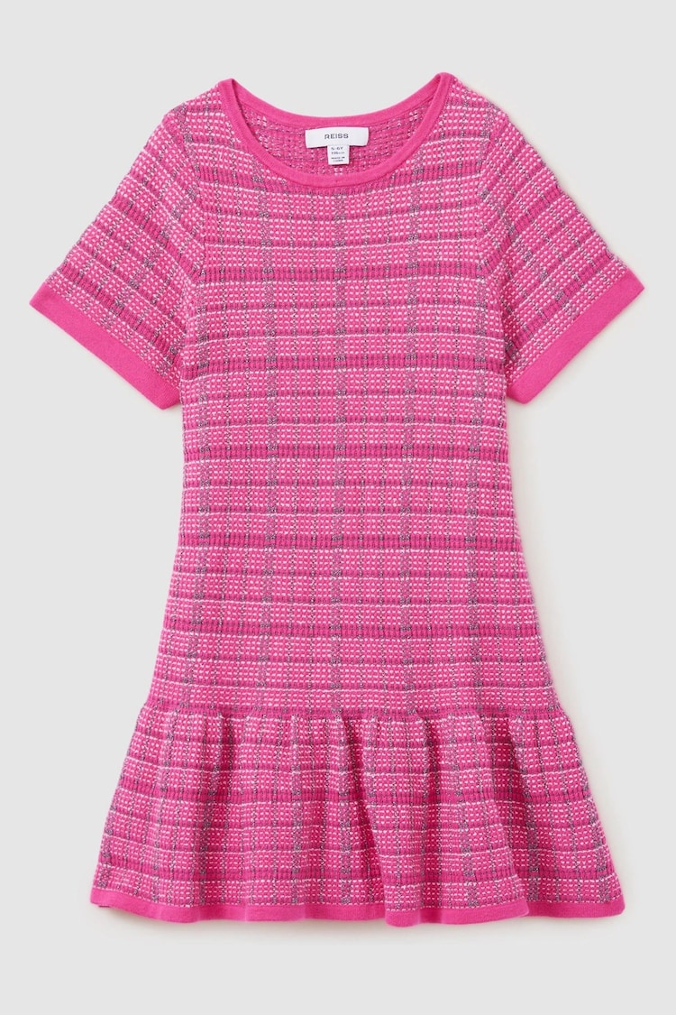 Reiss Pink Shona Cotton Blend Checked Smocked Dress - Image 2 of 4