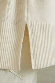 Reiss Cream Carina Wool-Cashmere Cable Knit Roll Neck Jumper - Image 4 of 7