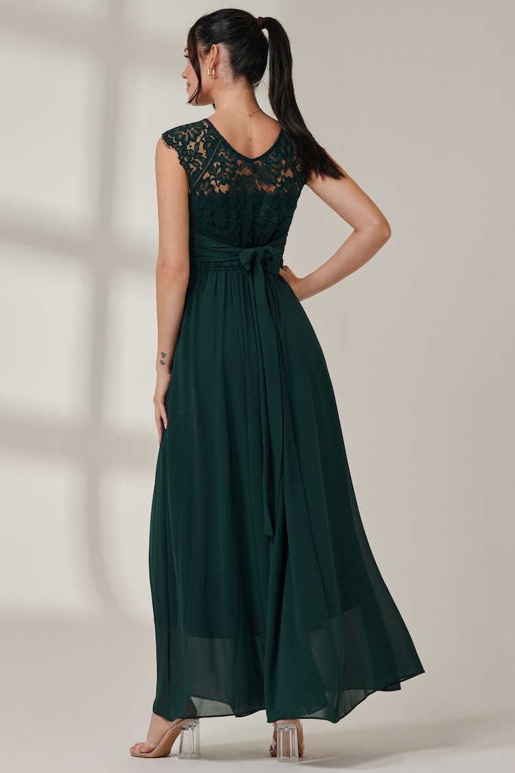 Jolie Moi Green Leanne Cap Sleeve Lace Maxi Dress - Image 2 of 6