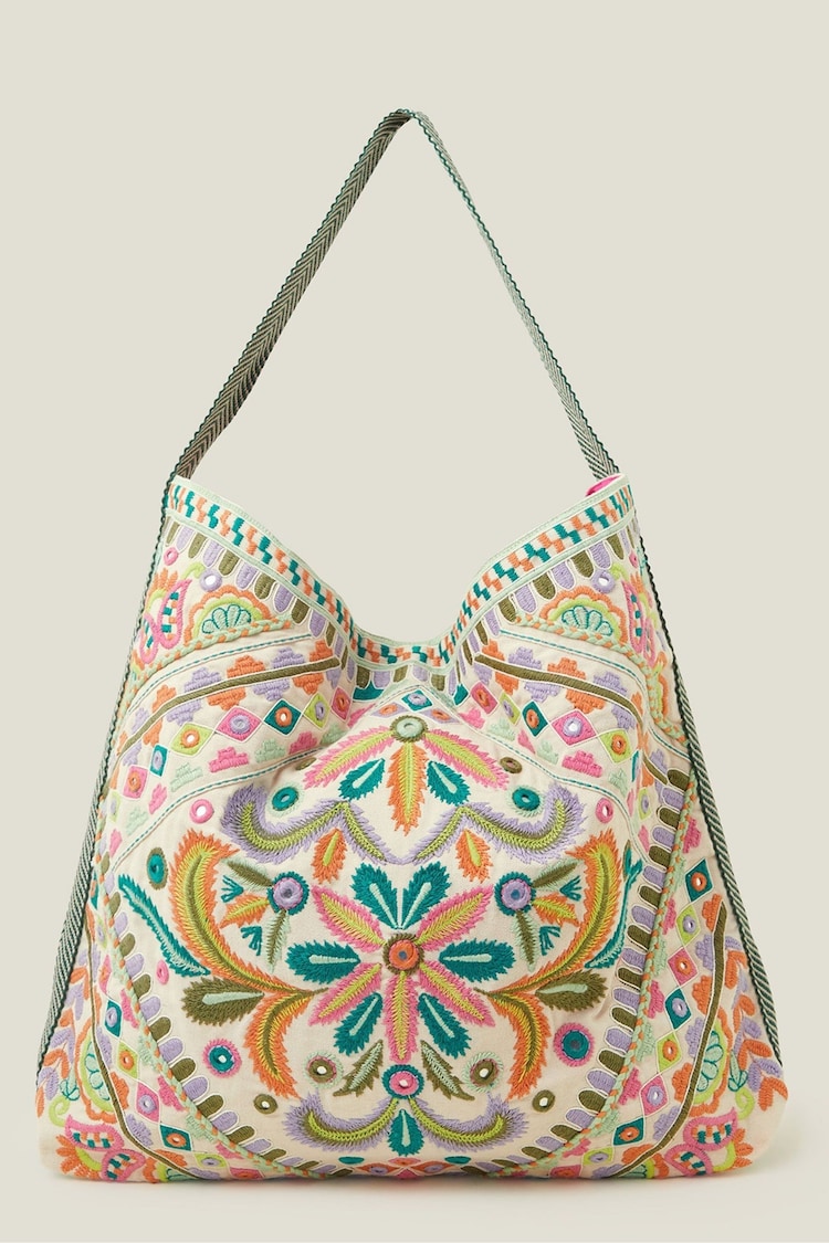 Accessorize Natural Mirror Embroidered Shoulder Bag - Image 1 of 4