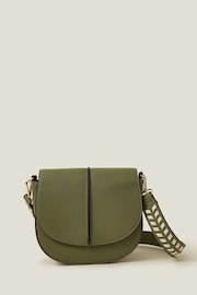 Accessorize Green Stitch Strap Saddle Bag - Image 1 of 2