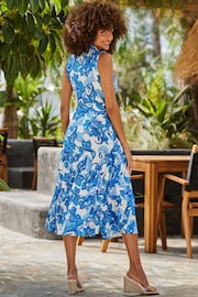 Sosandar Blue Paisley Print Jersey Midi Shirt Dress With Belt - Image 5 of 6