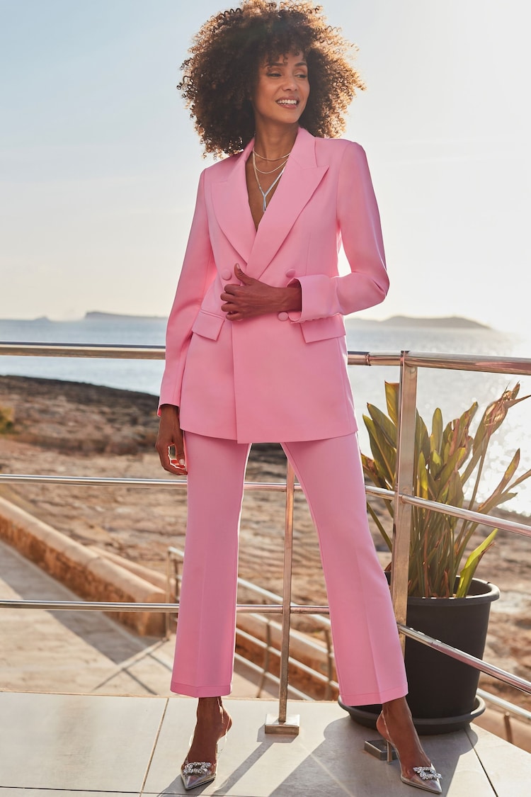 Sosandar Pink Kick Flare Cropped Trousers - Image 2 of 5