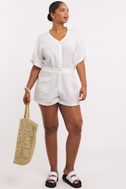 Simply Be White Cheesecloth Beach Playsuit - Image 3 of 4