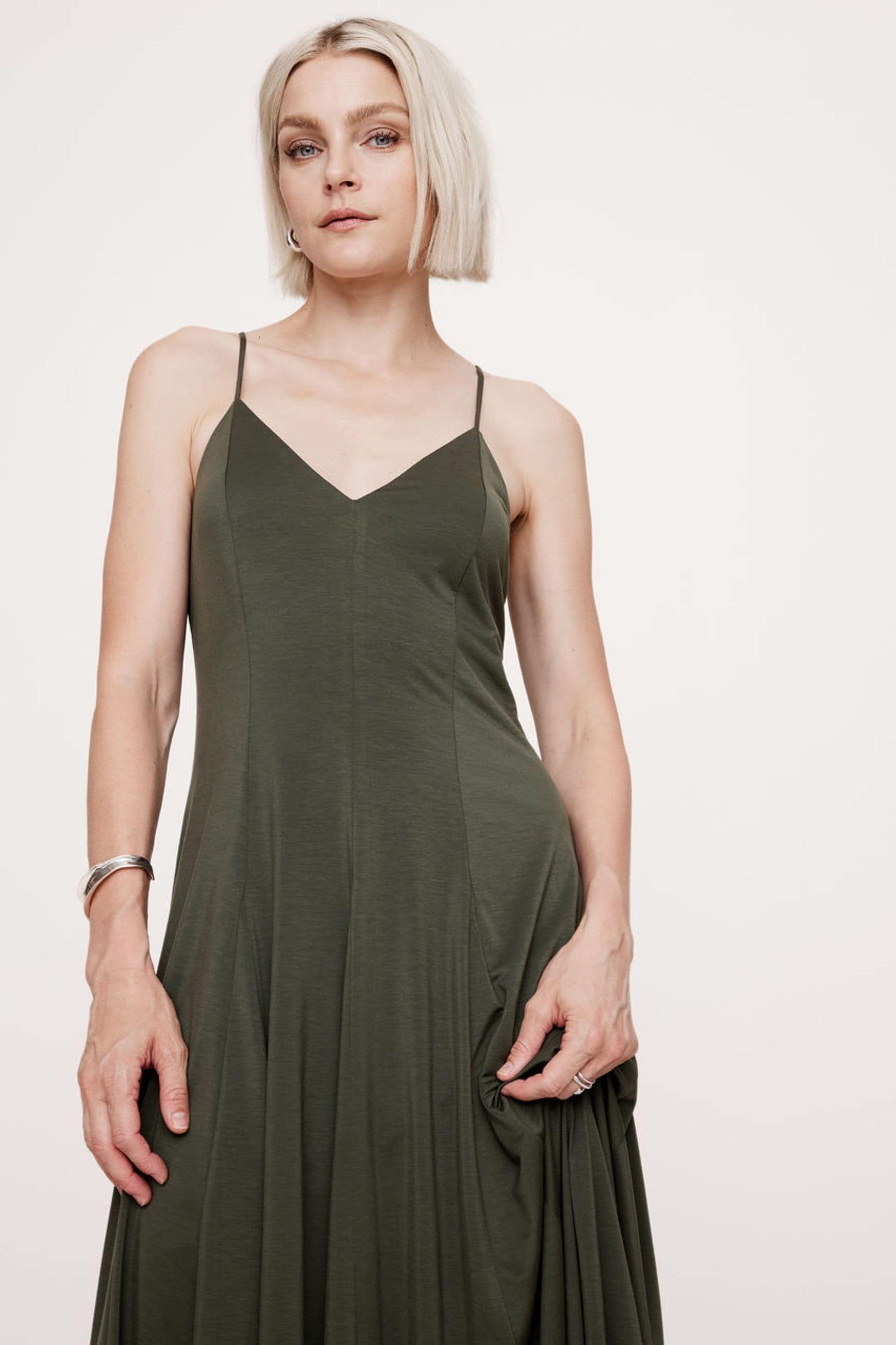 Buy Banana Republic Khaki Green Drapey Jersey Godet Maxi Dress from Next Germany