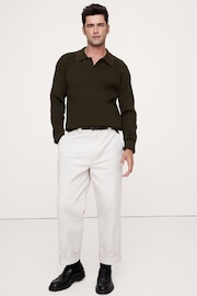 Banana Republic Black Ribbed Cotton Jumper Polo Shirt - Image 1 of 1