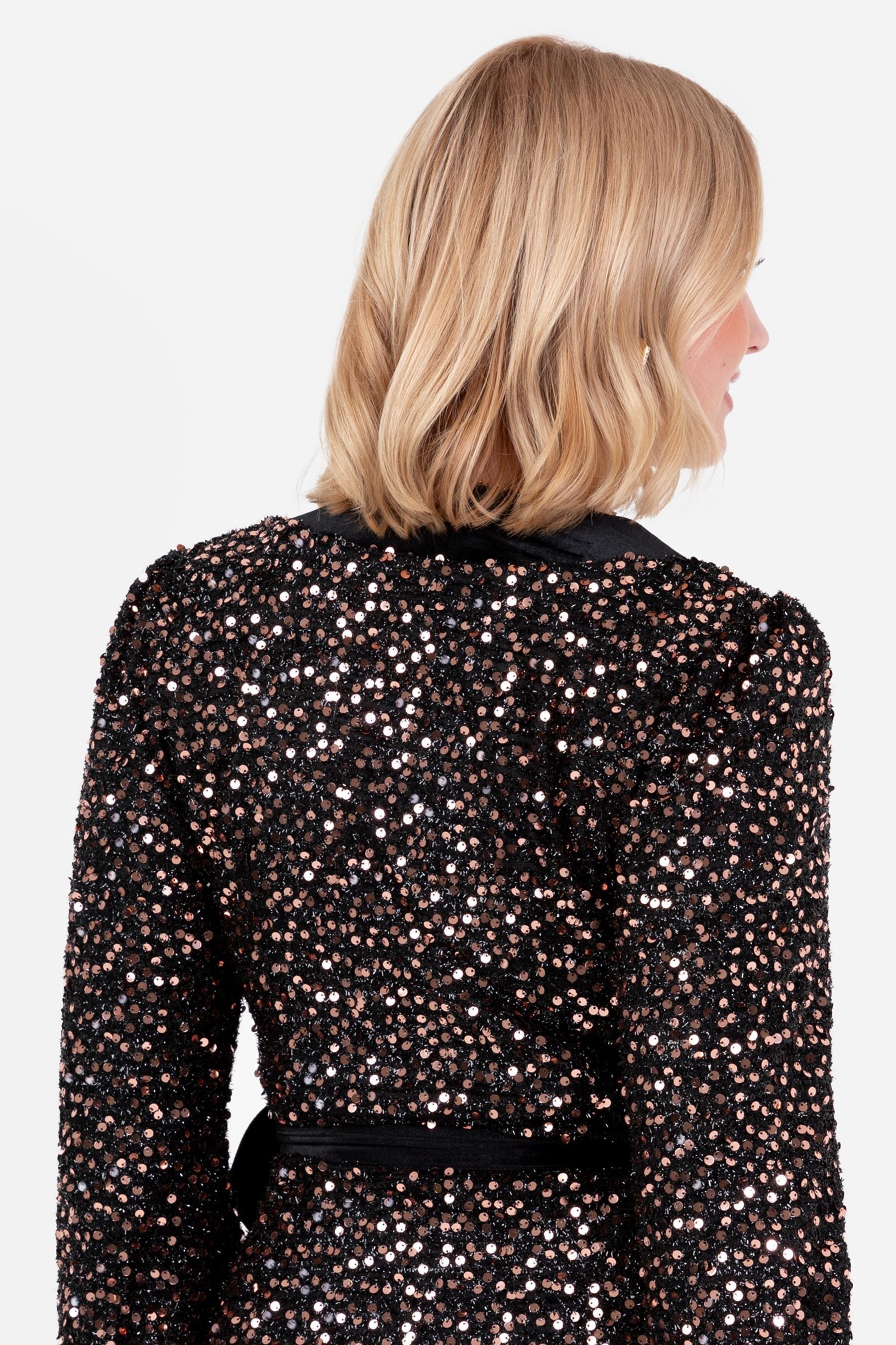 Sequin tinsel wrap dress on sale