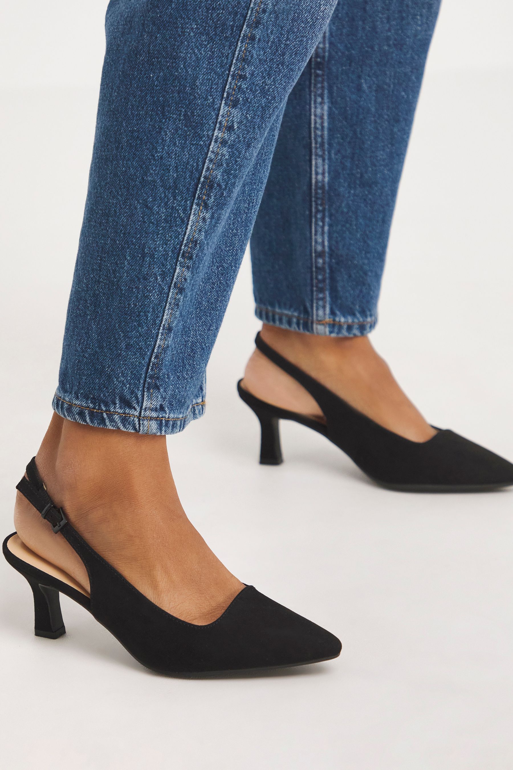 Buy JD Williams Black Flexi Sole Kitten Heel Slingback Shoes In Extra Wide Fit from the Next UK online shop