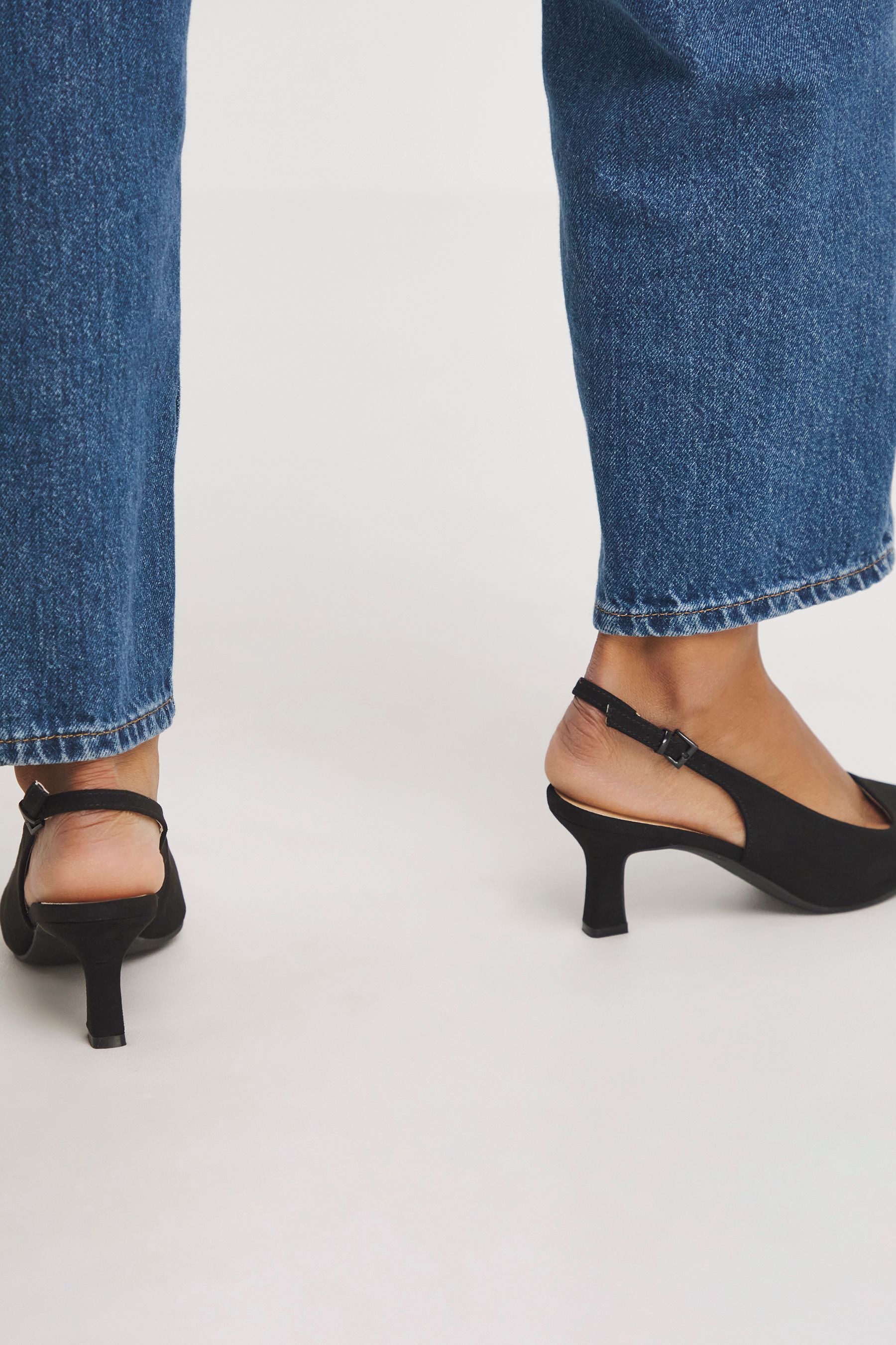 Buy JD Williams Black Flexi Sole Kitten Heel Slingback Shoes In Extra Wide Fit from the Next UK online shop