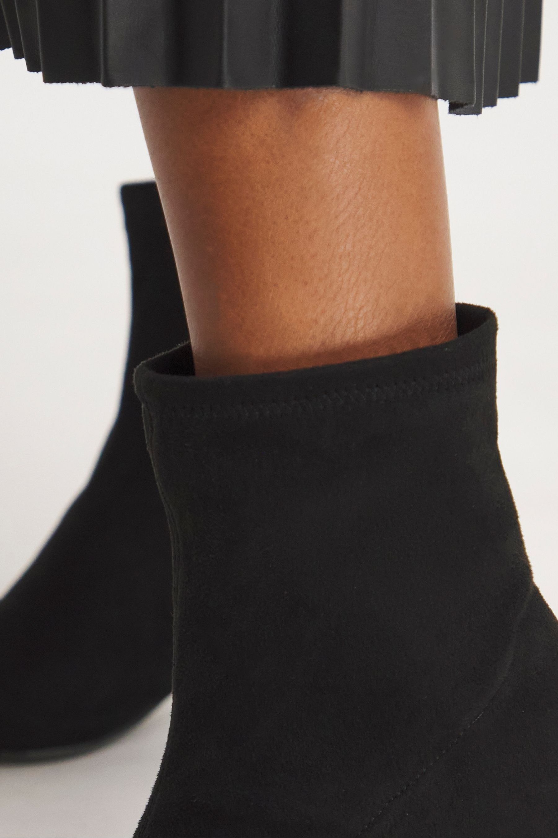 JD Williams Black Kitten Heel Sock Boots In Wide Fit