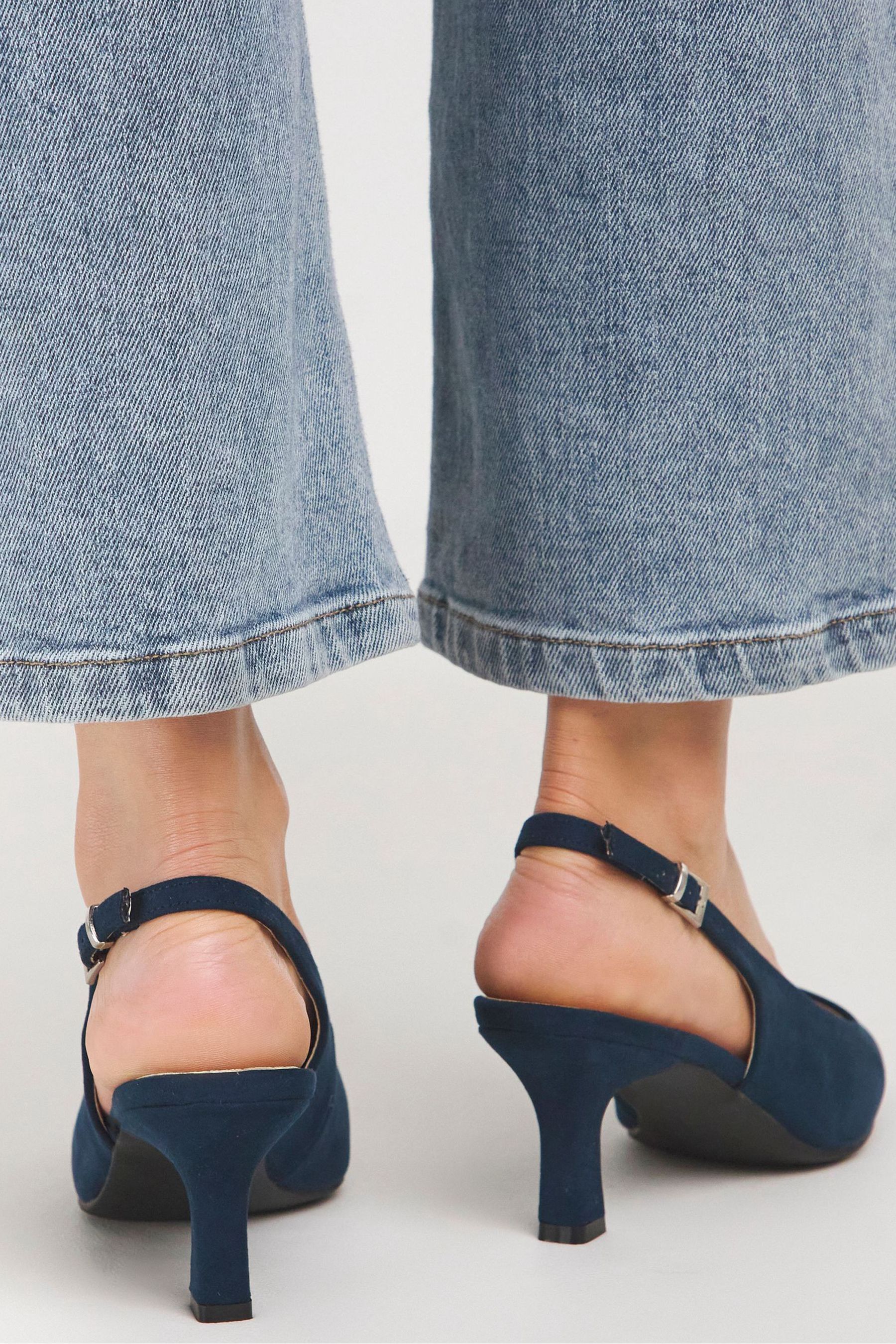 Buy JD Williams Blue Flexi Sole Kitten Heel Slingback Shoes In Extra Wide Fit from the Next UK online shop