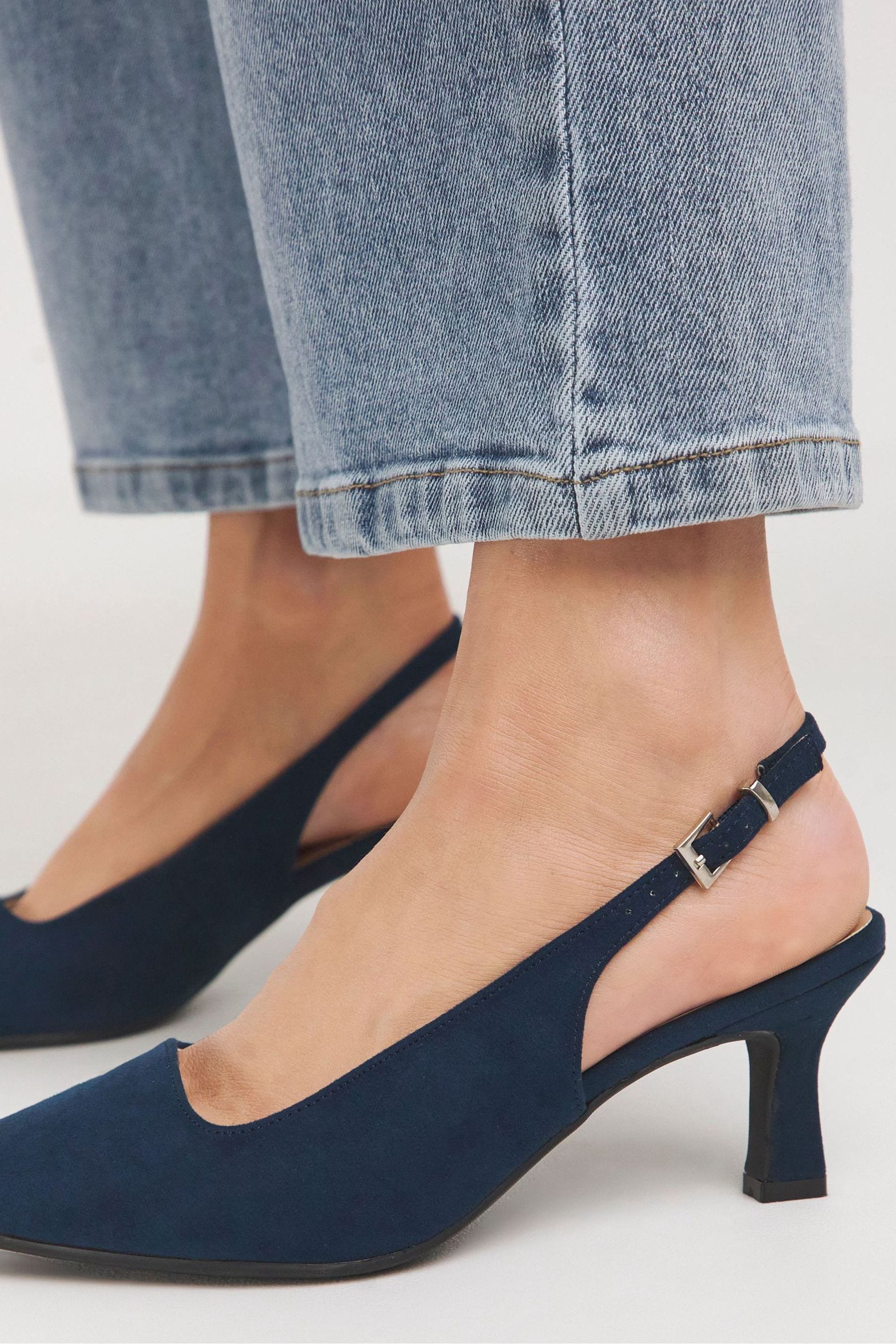 Buy JD Williams Blue Flexi Sole Kitten Heel Slingback Shoes In Extra Wide Fit from the Next UK online shop