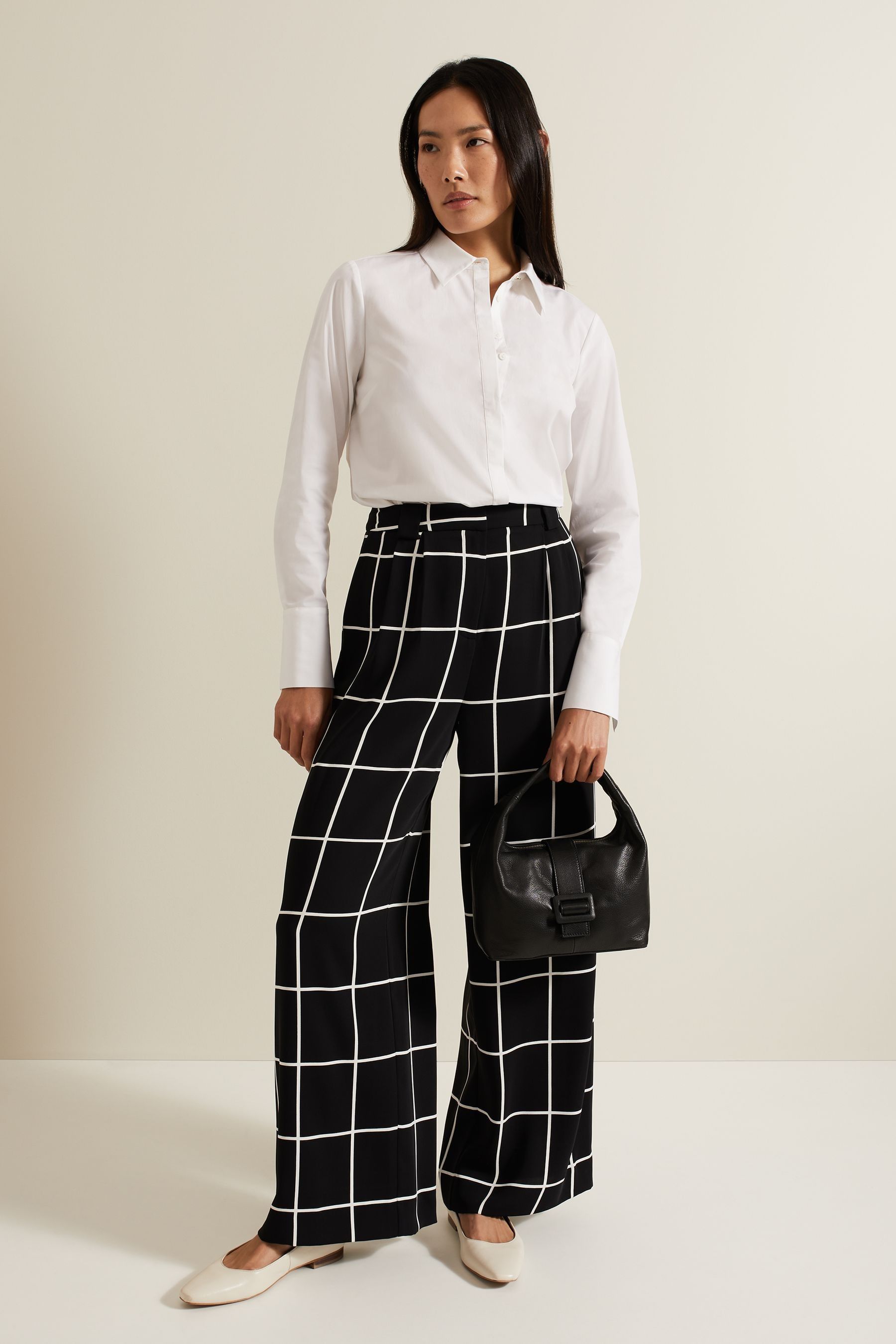 Buy Phase Eight Black Aspen Check Wide Leg Trousers from Next Israel