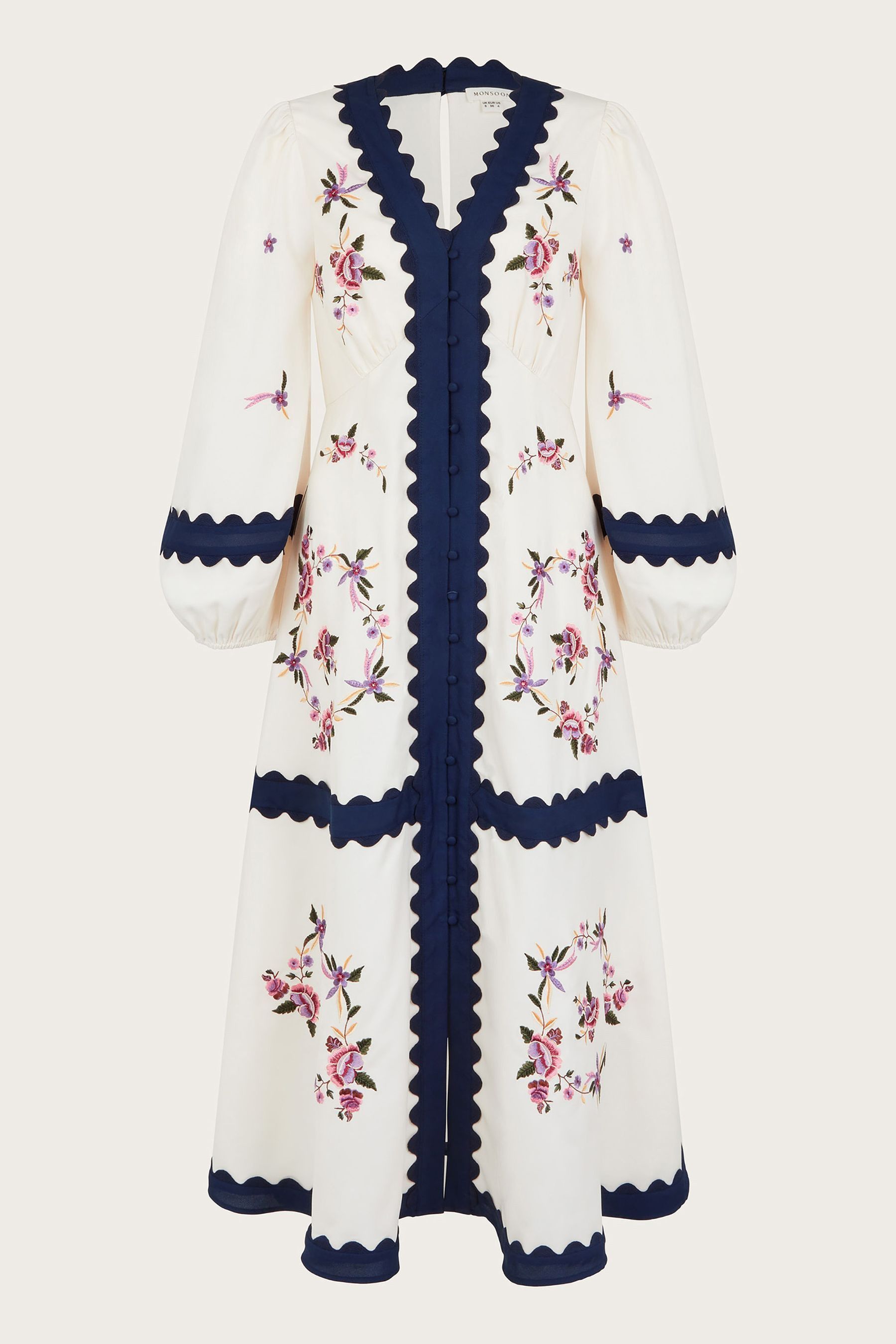 Buy Monsoon Natural Emma Embroidered Dress from Next Luxembourg