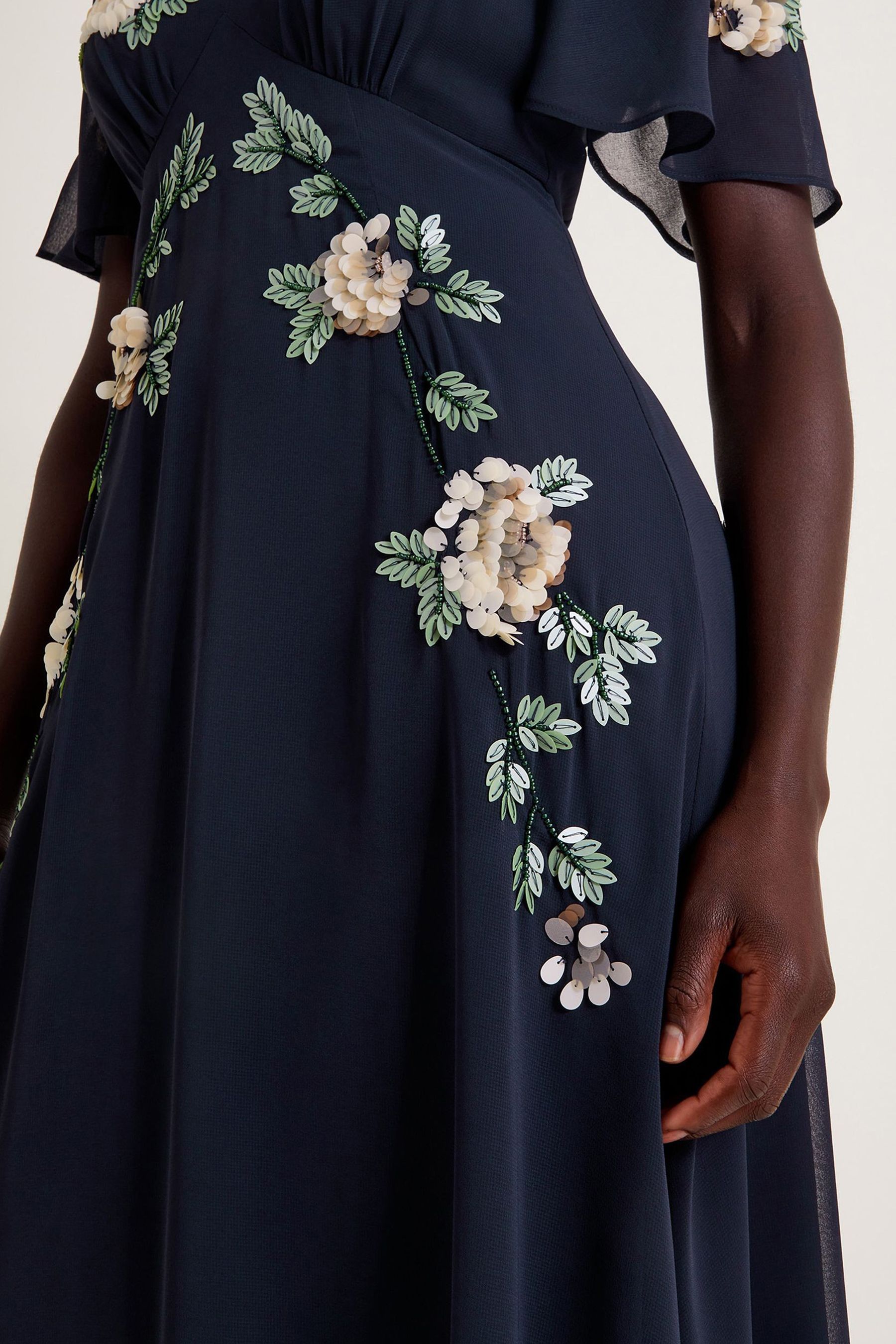 Floral embellished midi dress best sale