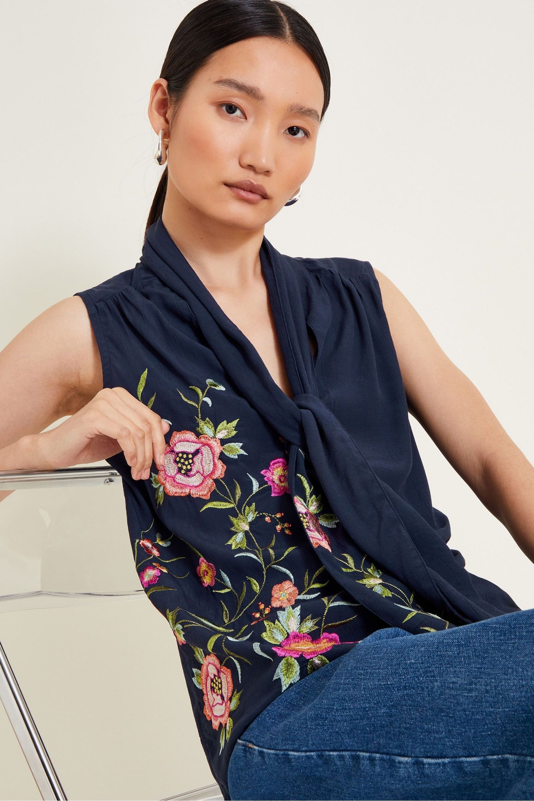 Buy Monsoon Blue Mya Embroidered Top from Next United Arab Emirates