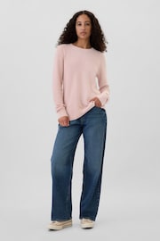 Gap Pink Textured Crew Neck Bella Jumper - Image 3 of 5