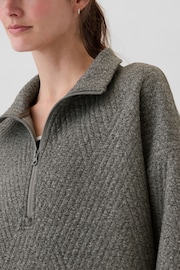 Gap Grey Quilted Jacquard Half-Zip Pullover Jumper - Image 3 of 4