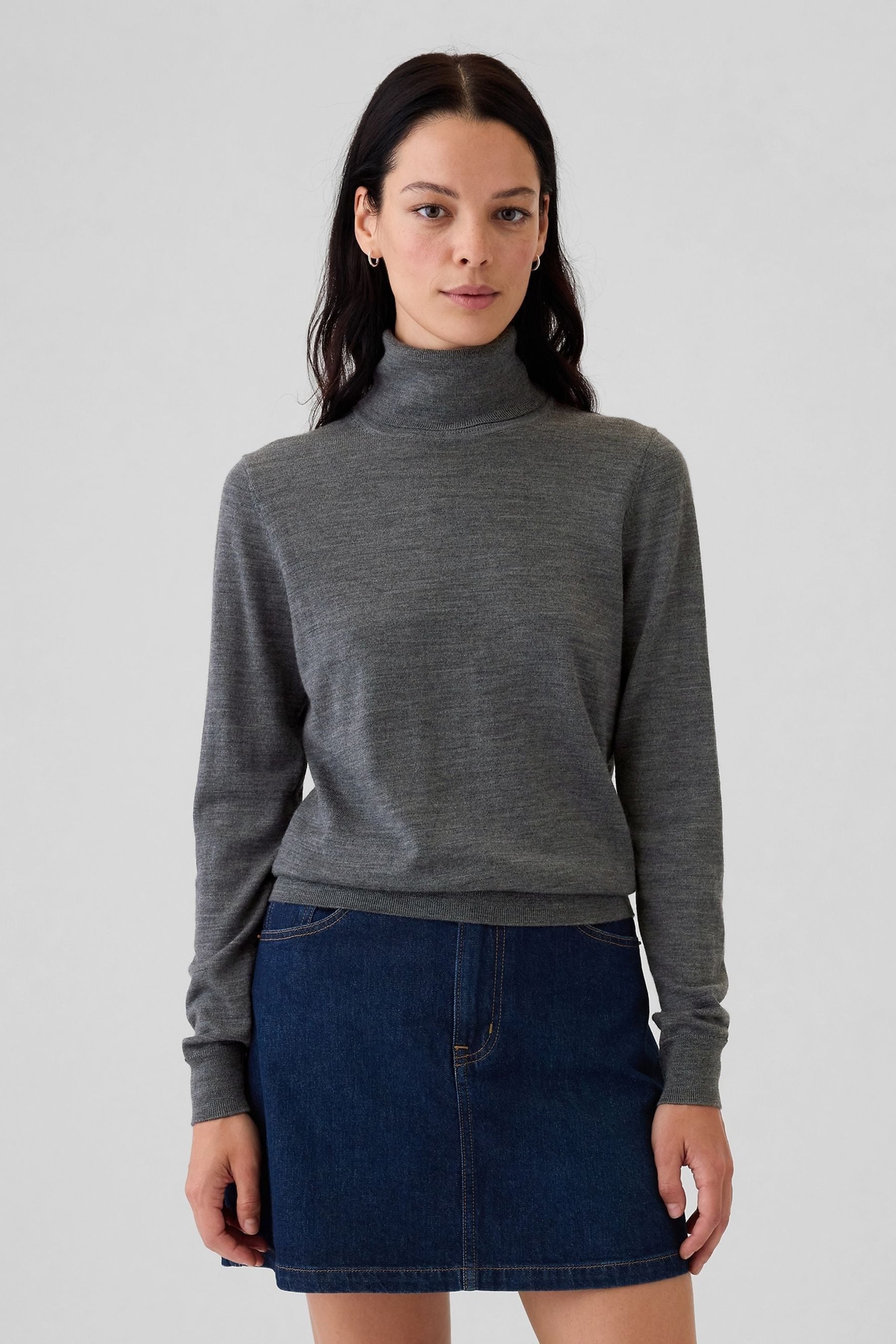 Buy Gap Grey Merino Wool Turtle Neck Jumper from Next Luxembourg