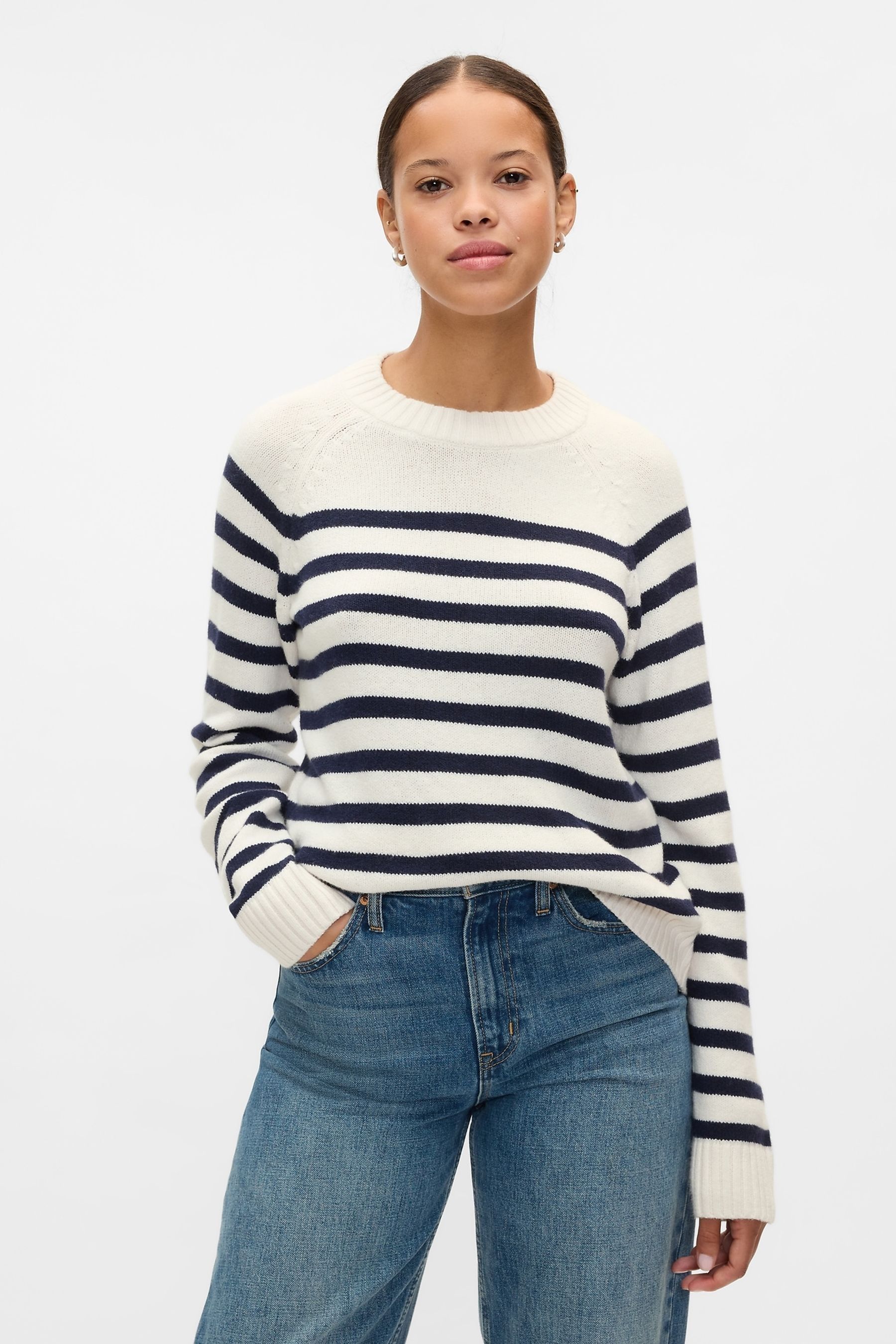 Buy Gap White Stripe Stripe CashSoft Crew Neck Jumper from Next Netherlands