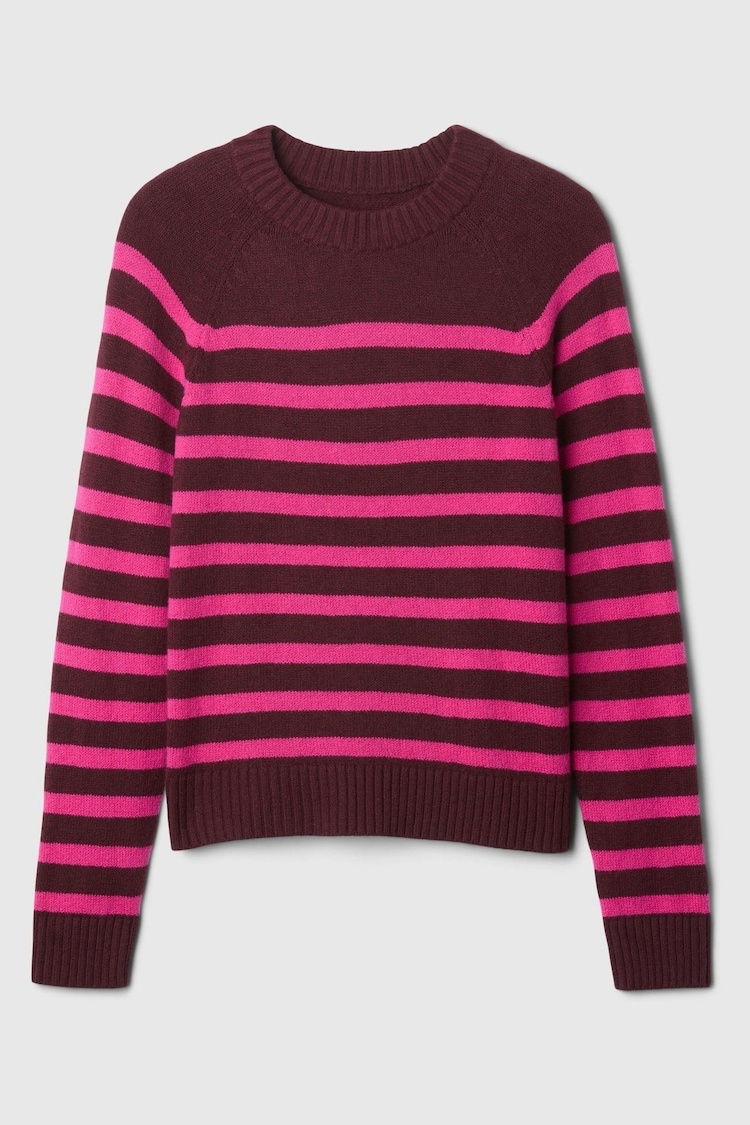 Gap Pink Stripe Textured Crew Neck CashSoft Jumper - Image 5 of 5