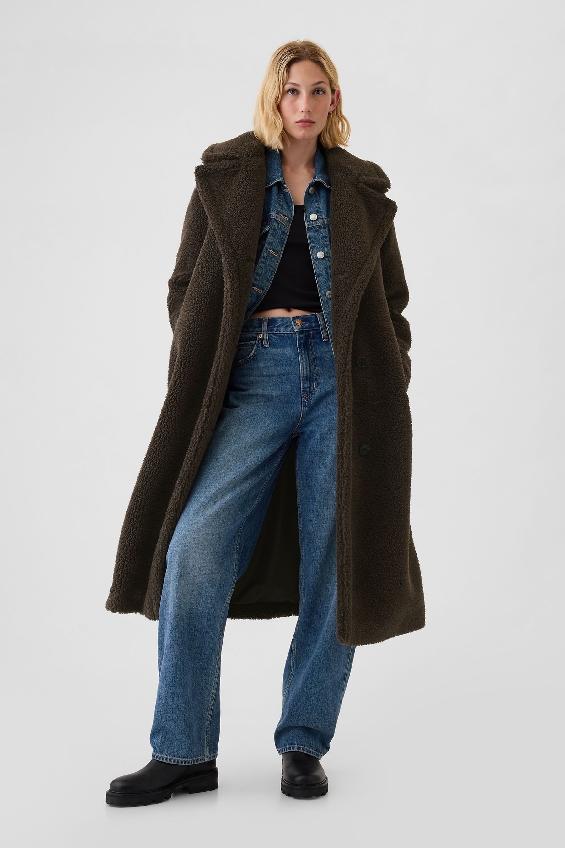 Buy Gap Brown Teddy Borg Sherpa Long Coat from Next Belgium