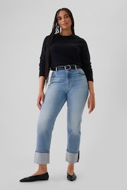 Gap Light Wash Blue High Waisted Cuffed 90s Straight Jeans - Image 5 of 6