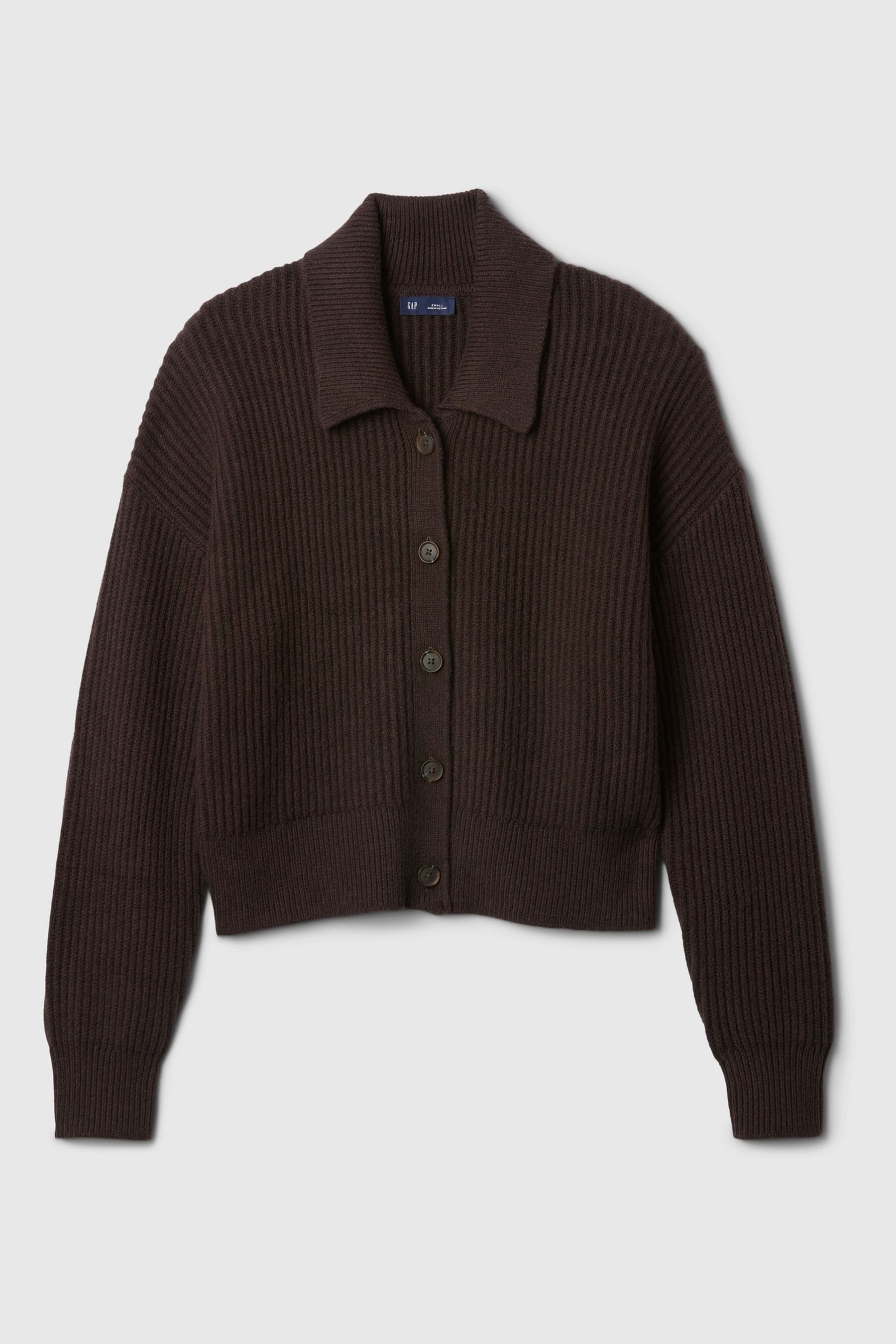 Gap Brown CashSoft Long Sleeve Ribbed Collar Cardigan
