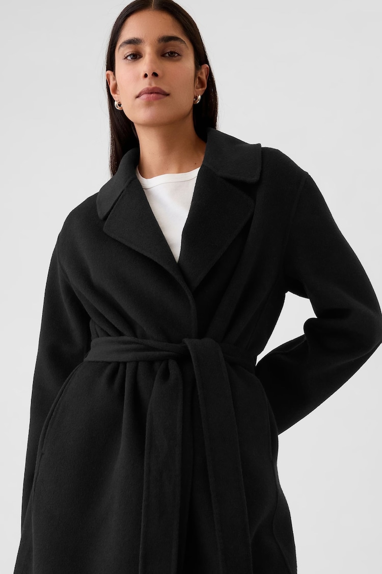 Buy Gap Black Belted Double Faced Wool-Blend Trench Coat from Next 
