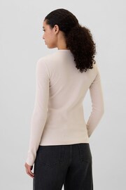 Gap Pink Ribbed Long Sleeve Crew Neck T-Shirt - Image 2 of 5