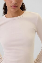 Gap Pink Ribbed Long Sleeve Crew Neck T-Shirt - Image 4 of 5