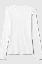 Gap White Ribbed Long Sleeve Crew Neck T-Shirt - Image 5 of 5