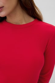 Gap Red Ribbed Long Sleeve Crew Neck T-Shirt - Image 4 of 5