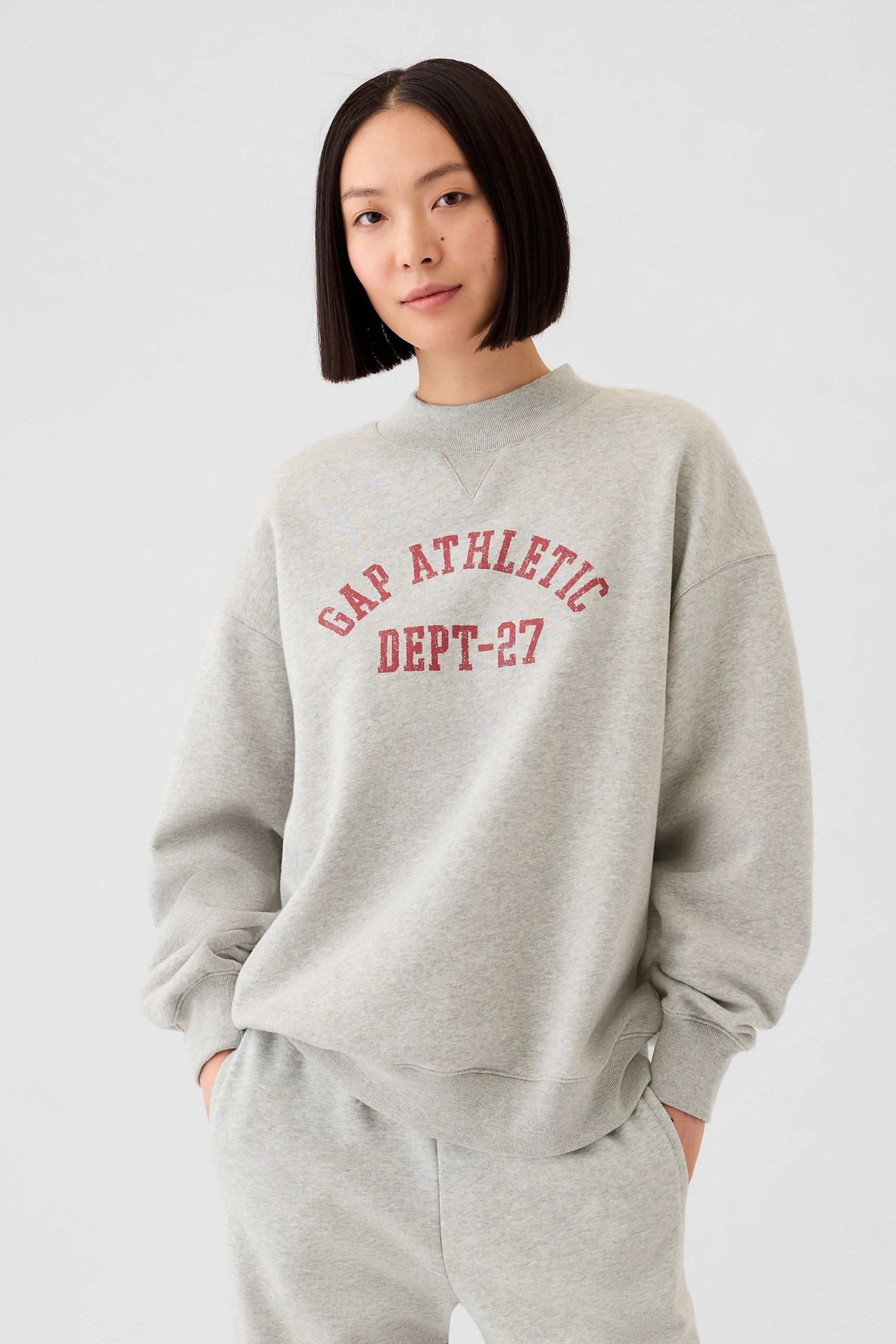 Buy Gap Grey Athletic Logo Mock Neck Sweatshirt from Next Belgium